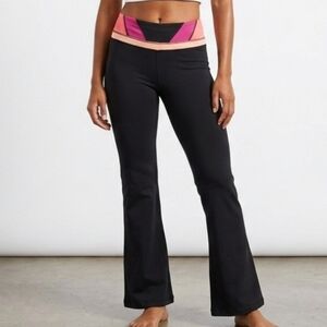 Lululemon Flare Yoga Pants Size 10 Black Full Length Color Block 2016 Aesthetic